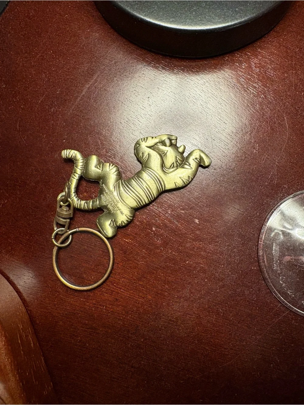 Brass Tiger Keychain Charm - Gold Tone Home Accent